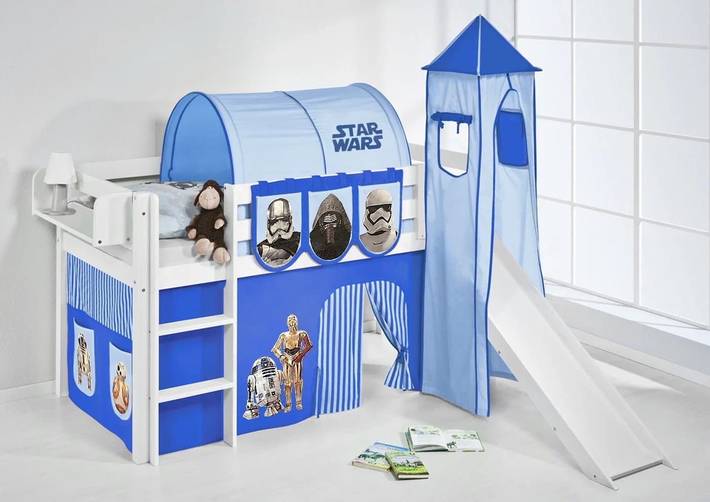 Lilokids Hochbett Spielbett JELLE Star Wars mit Turm, Rutsche und Vorhang - Bild 2