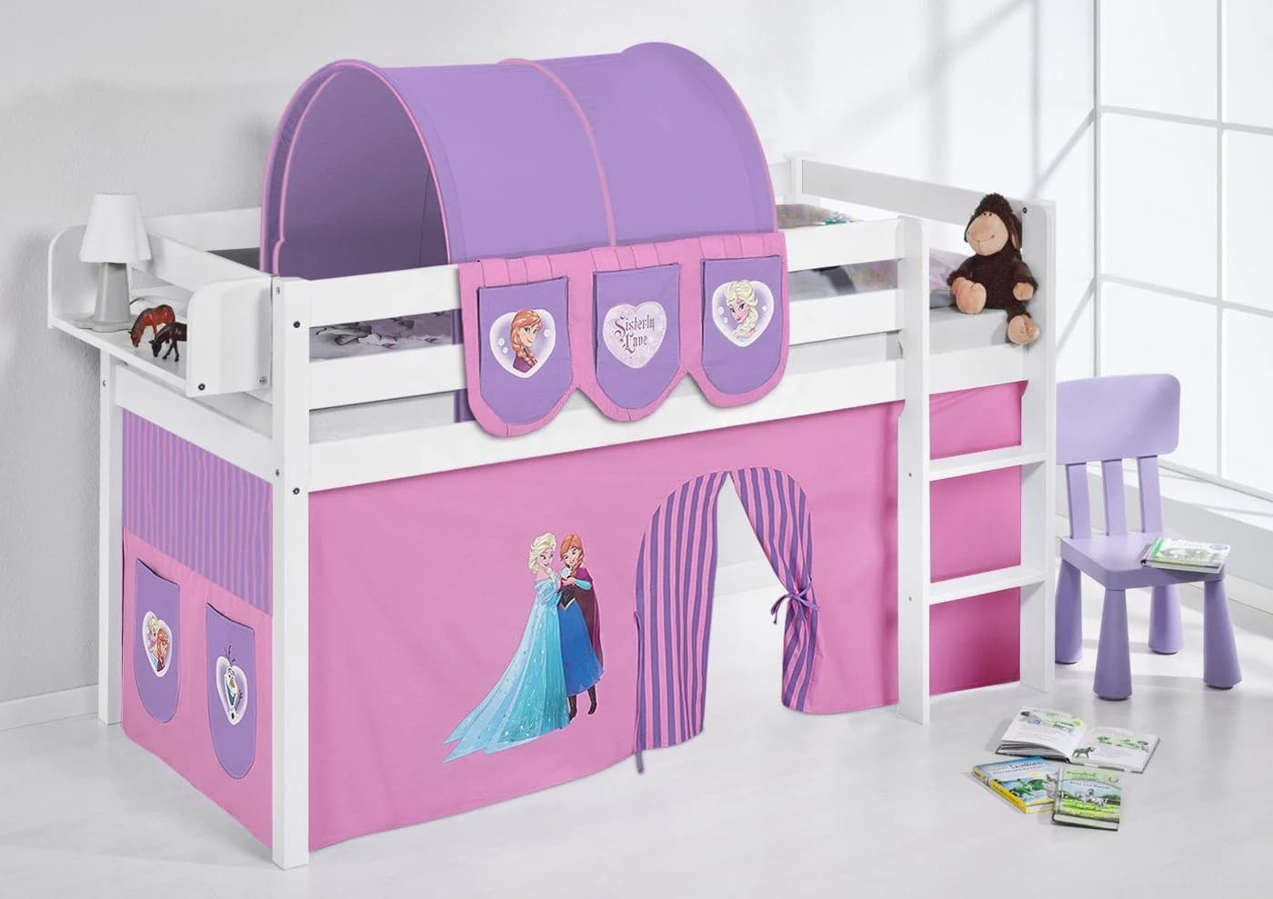Lilokids Kinderbett Hochbett JELLE mit Vorhang FROZEN Eiskönigin Anna & Elsa - Bild 2