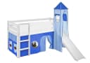 Lilokids Kinderbett JELLE mit Rutsche, Vorhang & Turm - Dragons blau Bild 1