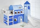Lilokids Kinderbett JELLE mit Rutsche, Vorhang & Turm - Dragons blau Bild 2