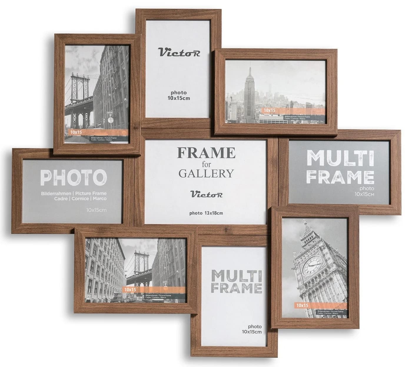Victor (Zenith) Bilderrahmen Collage Braun MDF Holz 9-teilig