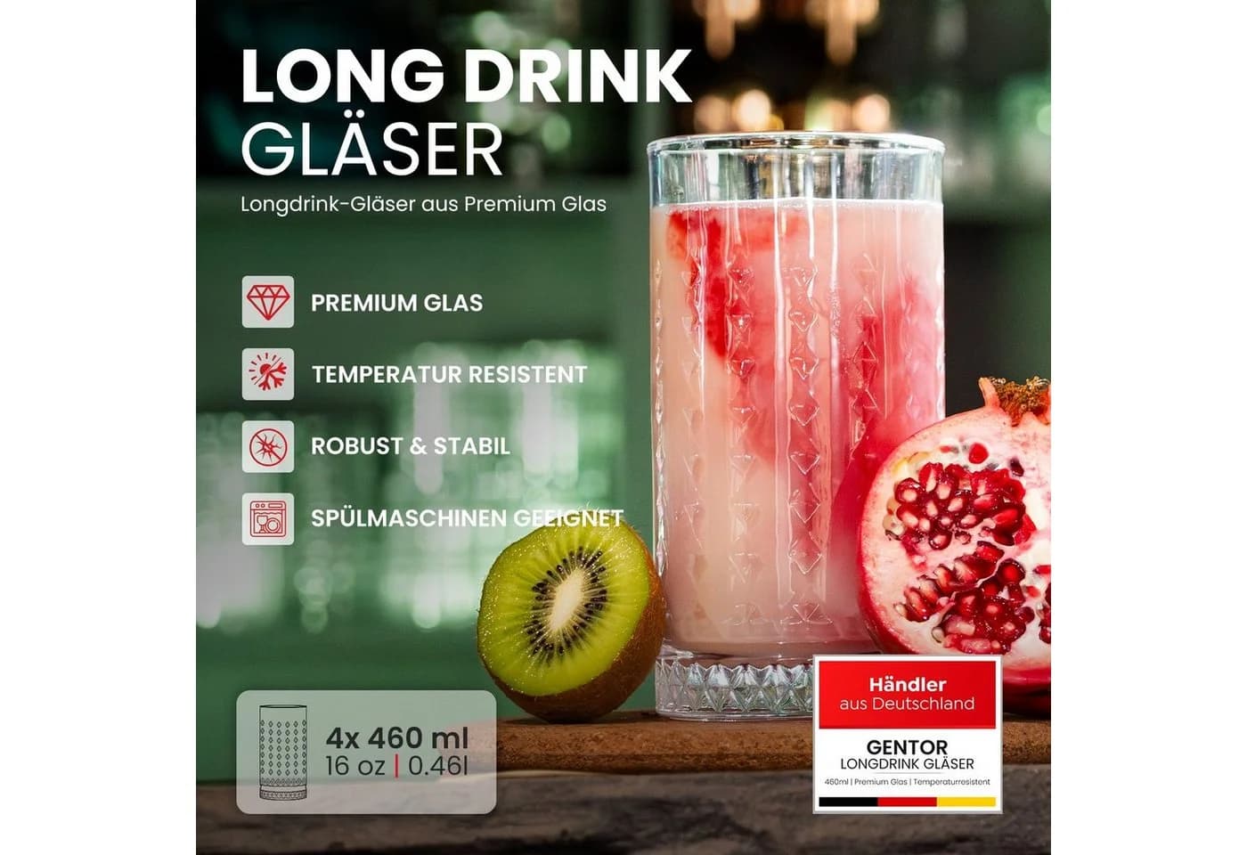 GENTOR 4er Kristallglas-Set 460ml Transparent - Bild 4