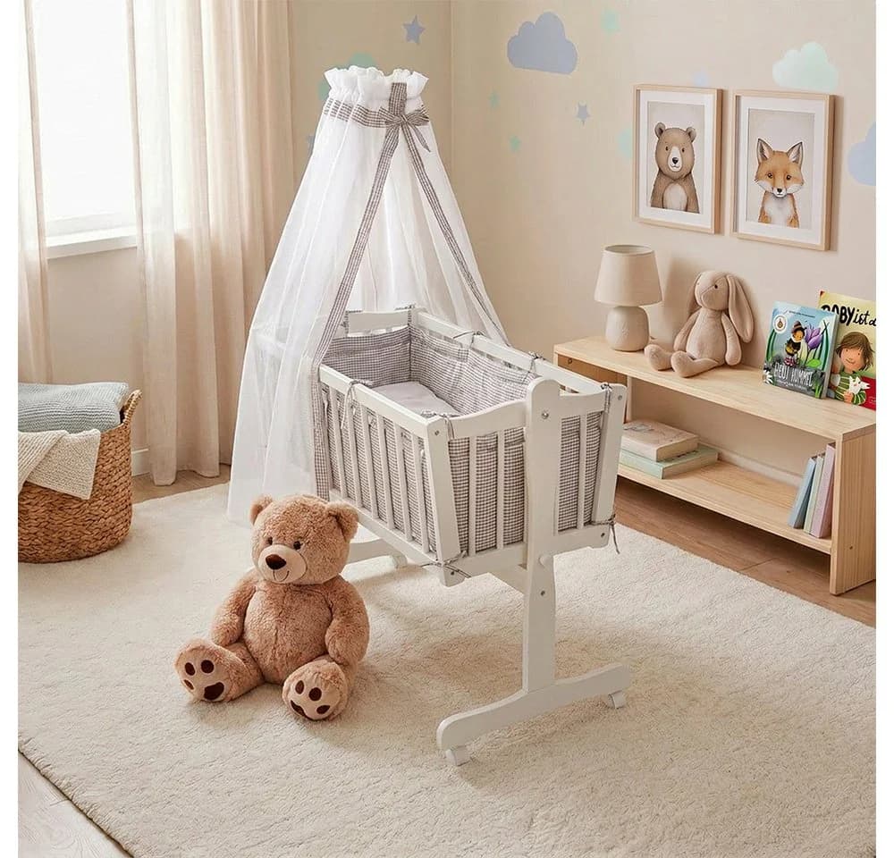 VitaliSpa® Babybett Weiß/Grau mit Schaukelmechanismus - Bild 3