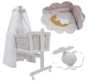 VitaliSpa Babybett Weiß/Beige mit Schaukelmechanismus und Rollen Bild 2