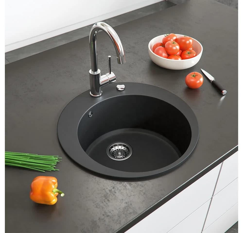 Bergstroem Granitspüle Schwarz Rund 50.5 cm Chemikalienresistent - Bild 3
