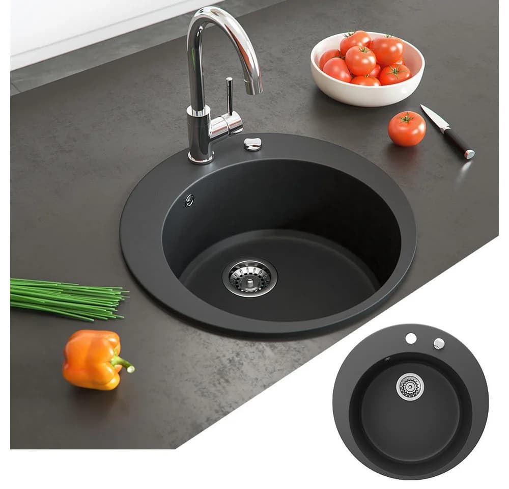 Bergstroem Granitspüle Schwarz Rund 50.5 cm Chemikalienresistent - Bild 4