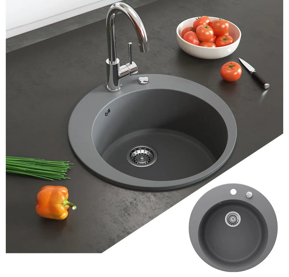 Bergström Granit Spüle Grau Einbauspüle mit Siphon - Bild 4