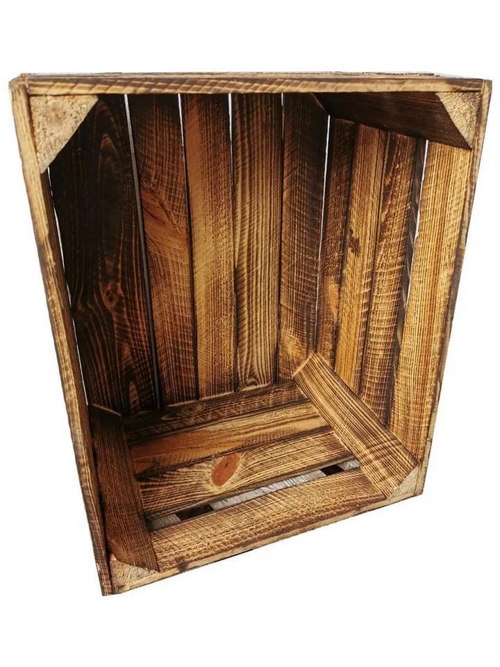 Teramico Holzkiste Obstkiste Vintage Geflammt Braun