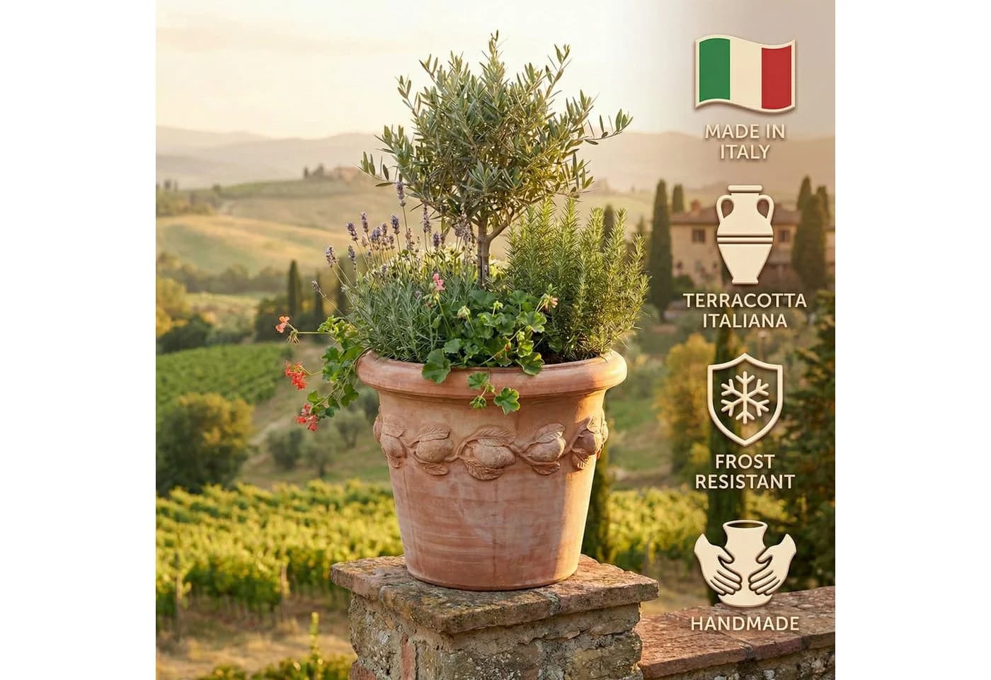 Teramico Blumentopf Terrakotta Siena Conca Limoni 20cm Frostfest - Bild 4