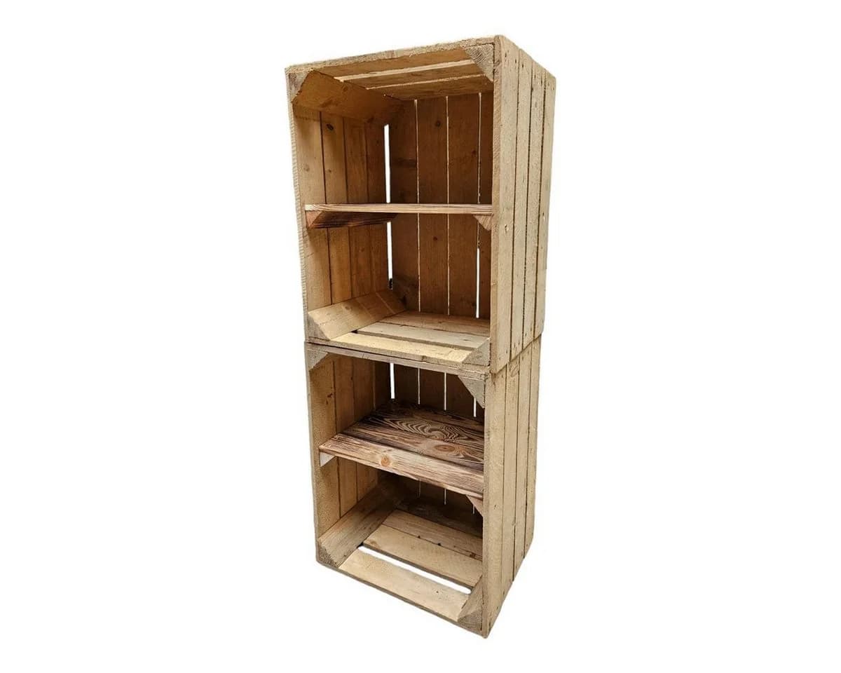 Teramico Holzkiste Obstkiste mit Ablagefach kurz 50 x 40 x 30cm 2er Set
