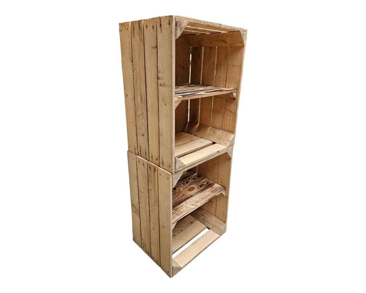 Teramico Holzkiste Obstkiste mit Ablagefach kurz 50 x 40 x 30cm 2er Set - Bild 2
