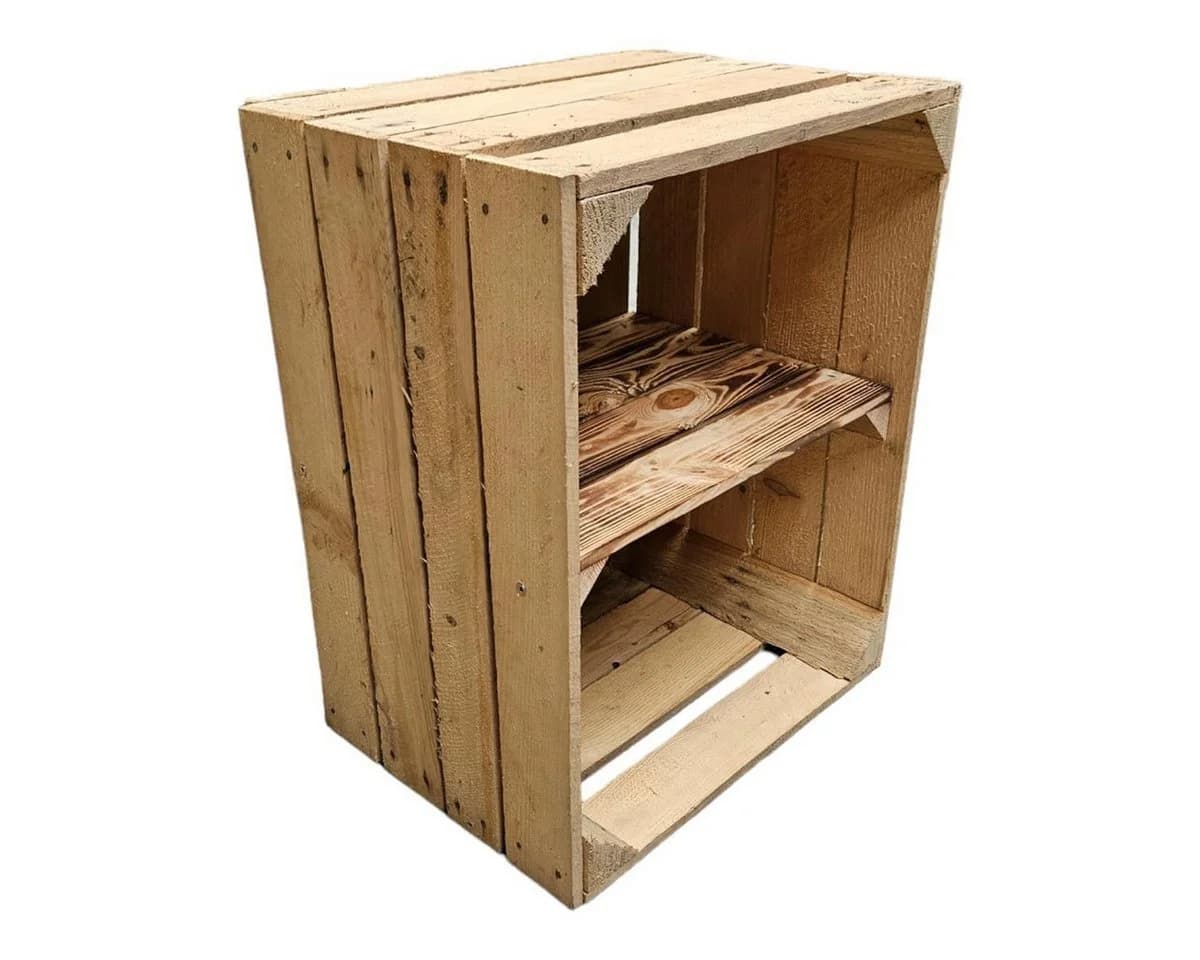 Teramico Holzkiste Obstkiste mit Ablagefach kurz 50 x 40 x 30cm 2er Set - Bild 3