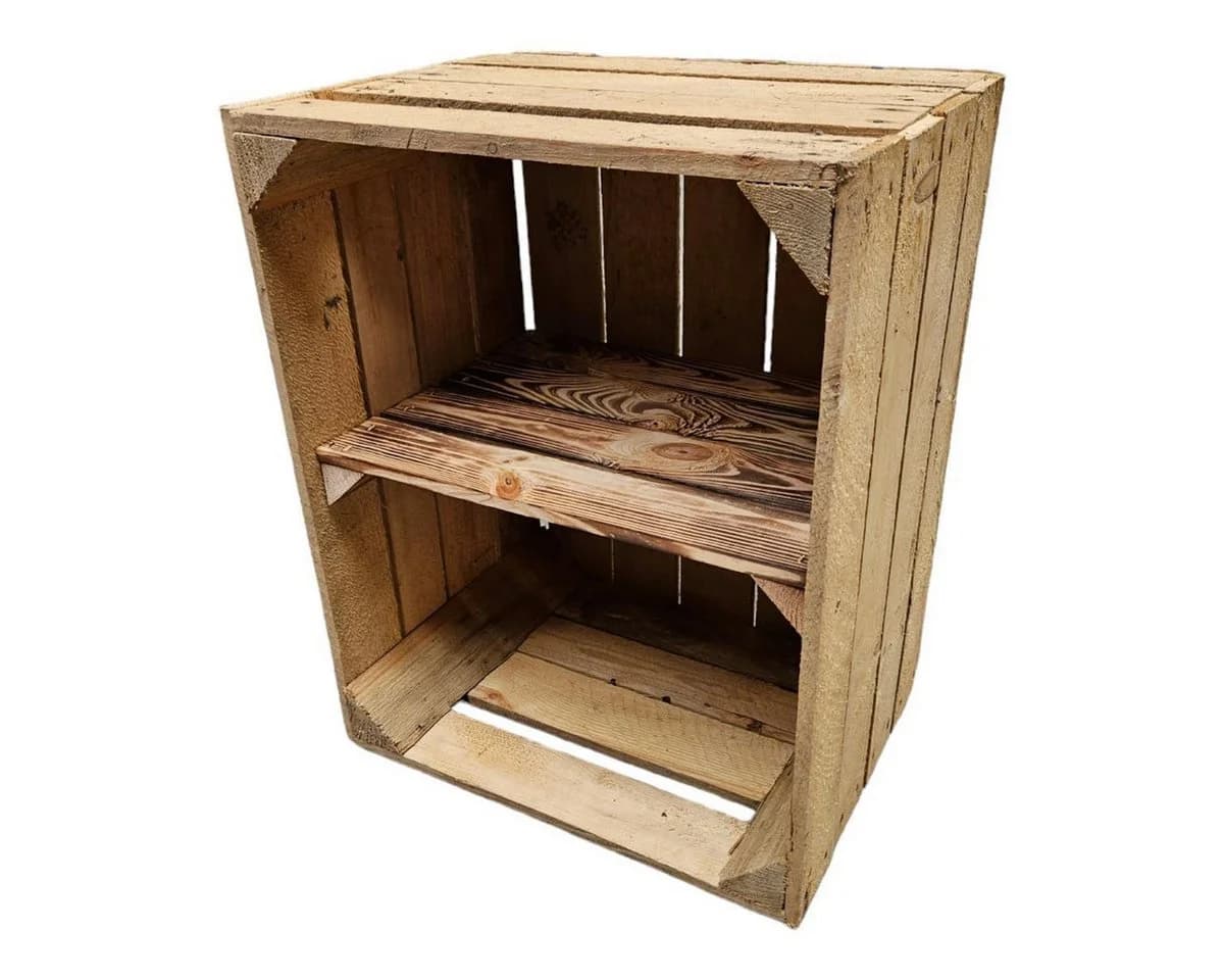 Teramico Holzkiste Obstkiste mit Ablagefach kurz 50 x 40 x 30cm 2er Set - Bild 4