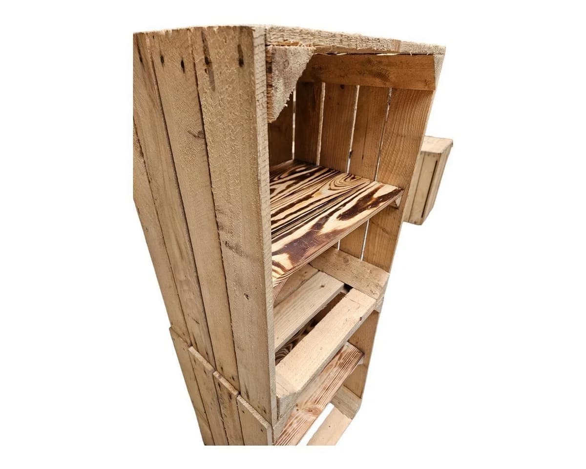 Teramico Holzkiste Obstkiste mit Ablagefach kurz 50 x 40 x 30cm 2er Set - Bild 5