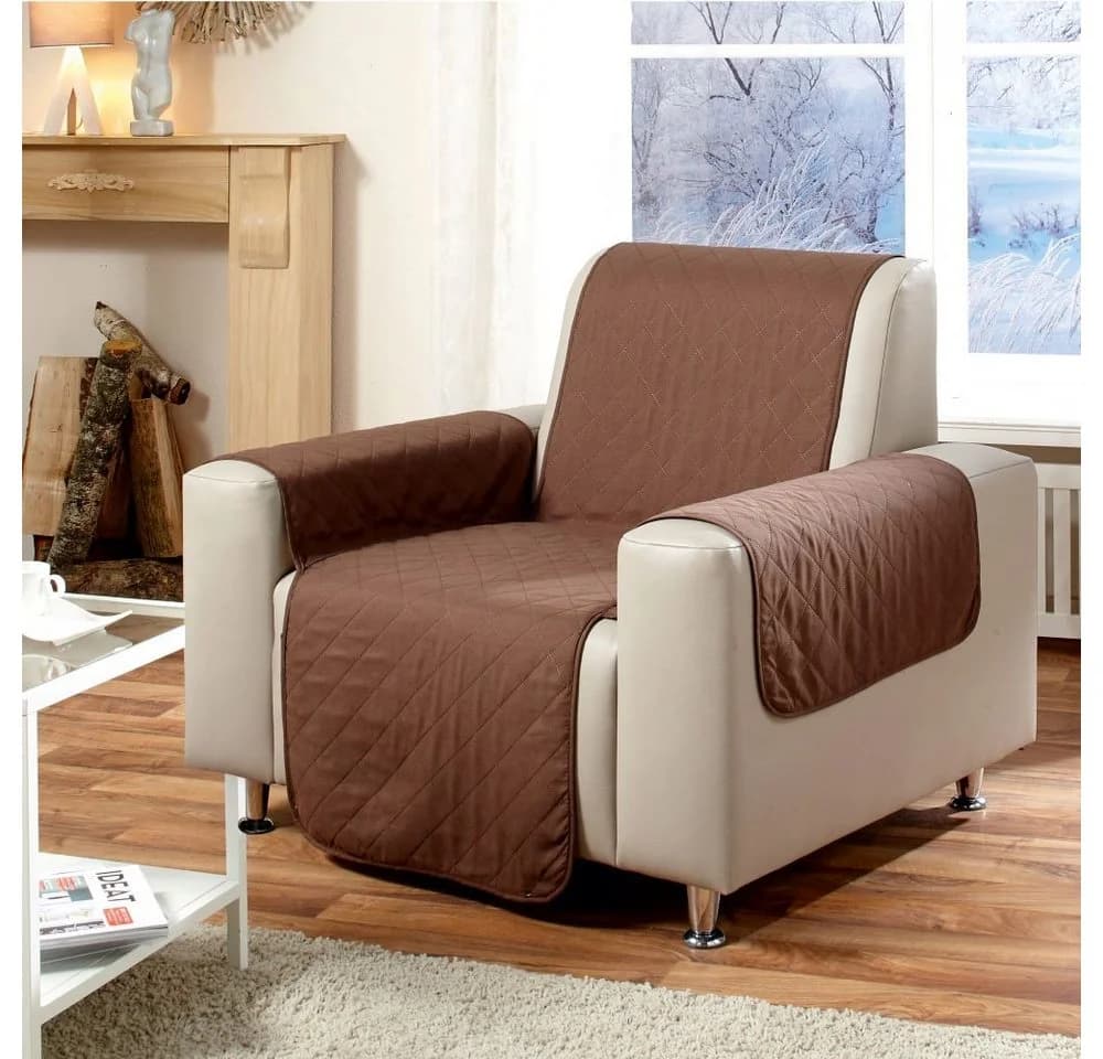 Wohnglücklich Sesselschoner Wende-Schutzdecke beige/braun - Bild 2