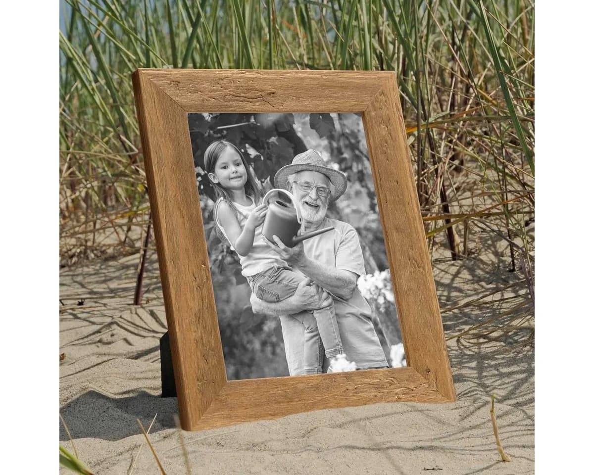 PHOTOLINI Bilderrahmen 2er Set Strandhaus Rustikal Massivholz Eiche-Optik