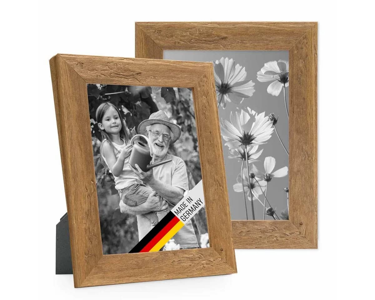 PHOTOLINI Bilderrahmen 2er Set Strandhaus Rustikal Massivholz Eiche-Optik - Bild 2
