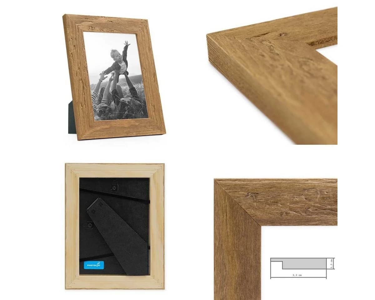 PHOTOLINI Bilderrahmen 2er Set Strandhaus Rustikal Massivholz Eiche-Optik - Bild 3