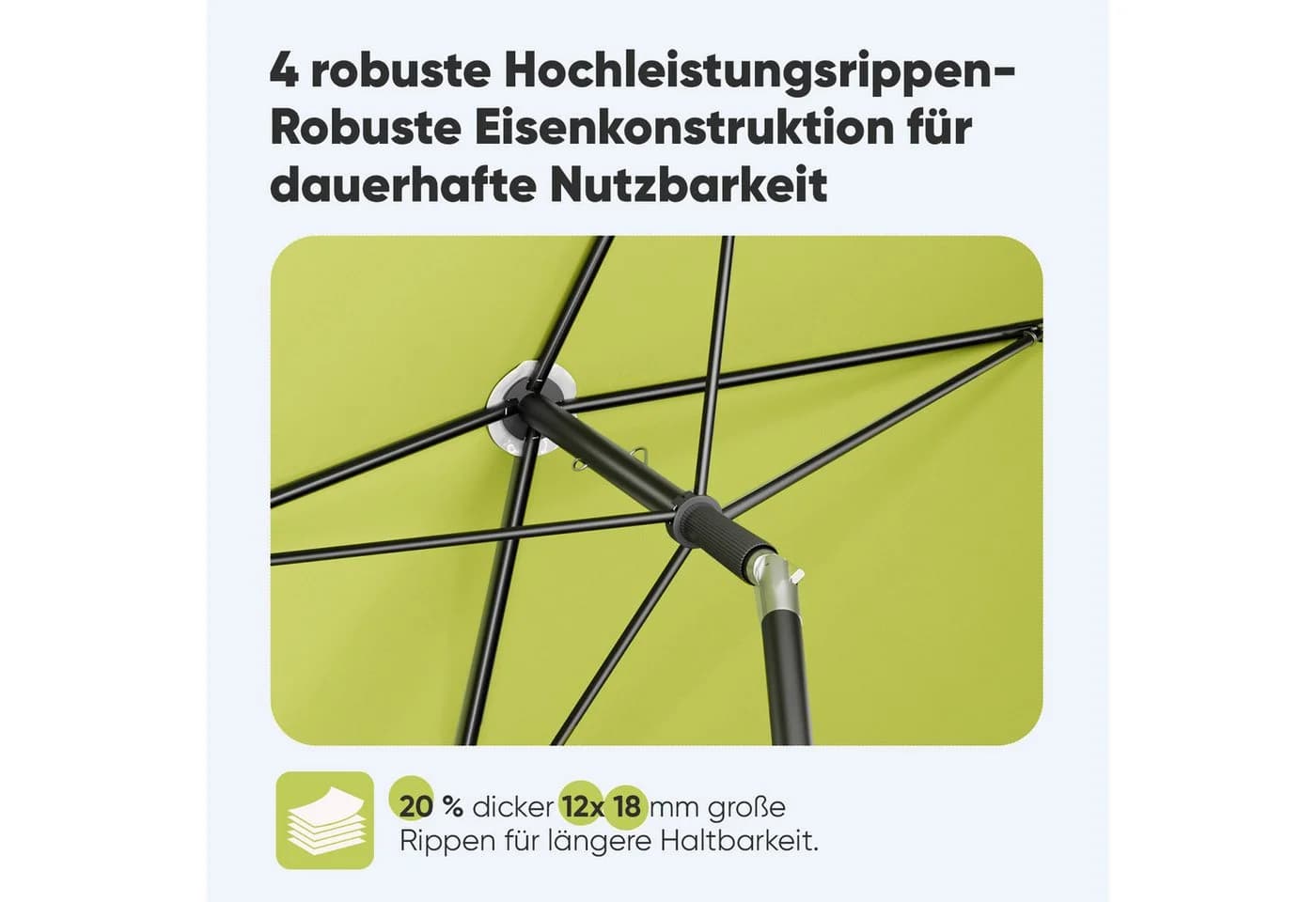 Sekey Rechteckschirm Neigbar UV50+ Sonnenschutz Apfelgrün - Bild 3