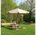 Sekey Sonnenschirm 300 cm Massivholz Knickbar Taupe Volant Bild 1