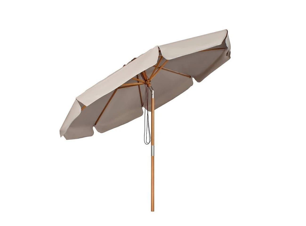 Sekey Sonnenschirm 300 cm Massivholz Knickbar Taupe Volant - Bild 2