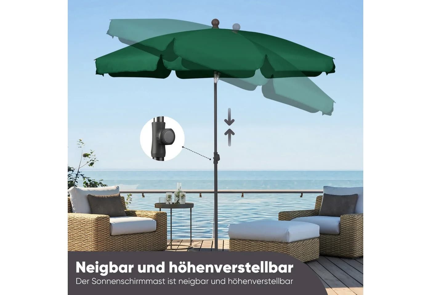 Sekey Balkonschirm 200cm UV-Schutz höhenverstellbar - Bild 3