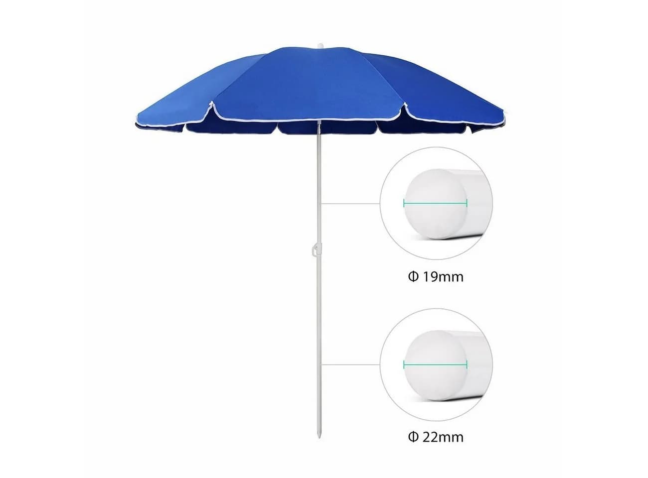 Sekey Sonnenschirm Ø 160 cm Blau Verstellbar - Bild 5