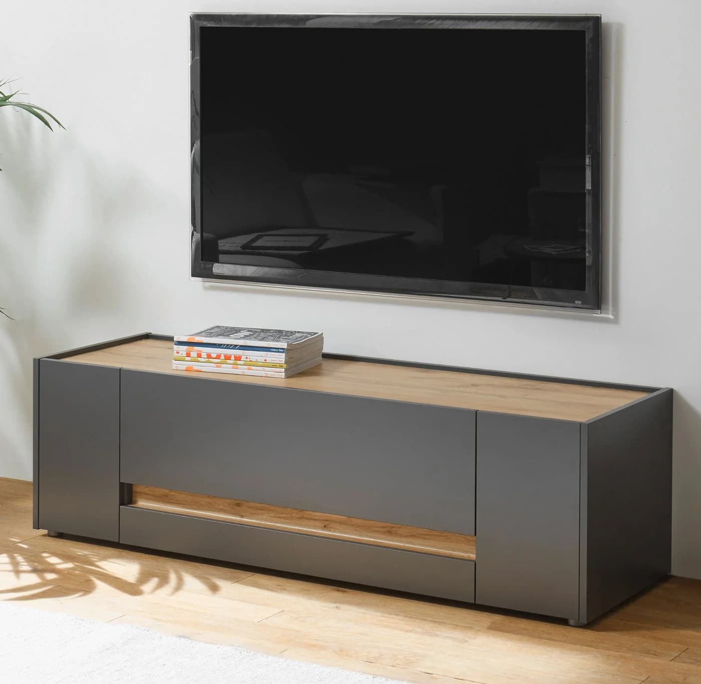 Furn.Design Lowboard Center TV Unterschrank 140 cm Grau Eiche - Bild 2