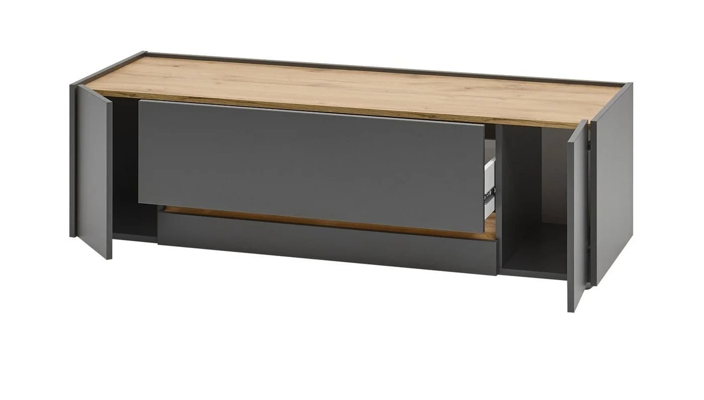 Furn.Design Lowboard Center TV Unterschrank 140 cm Grau Eiche - Bild 5