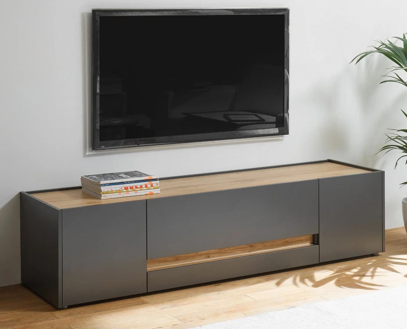 Furn.Design Lowboard Center TV Unterschrank Grau Eiche Modern - Bild 5