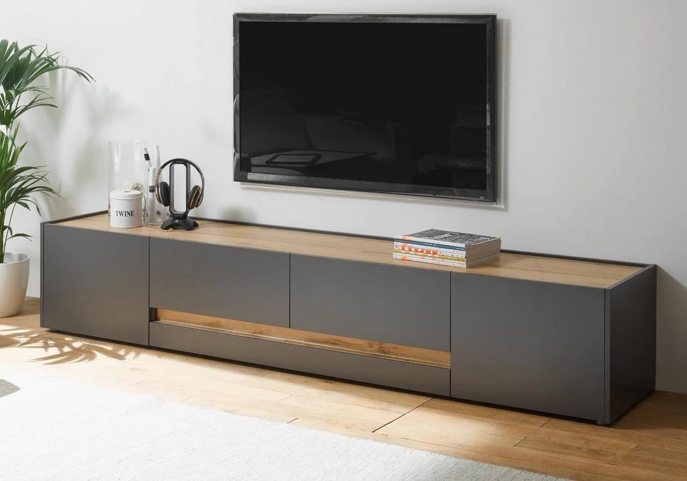 Furn.Design Lowboard Center TV Unterschrank Grau Eiche - Bild 2