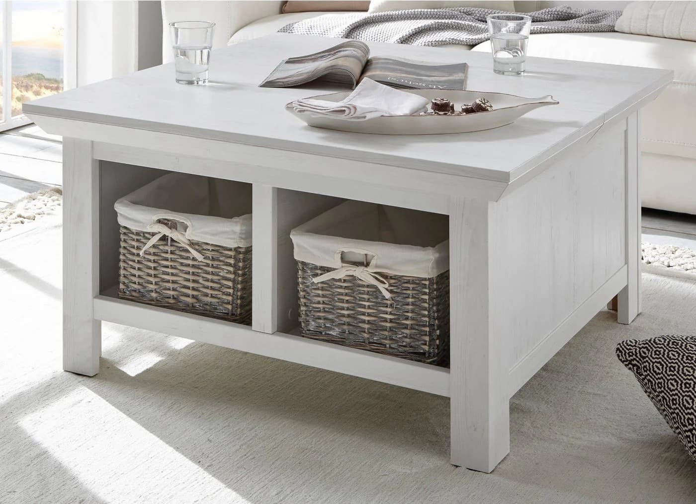 Furn.Design Couchtisch Hooge Weiß Landhausstil mit Truhenfach - Bild 2