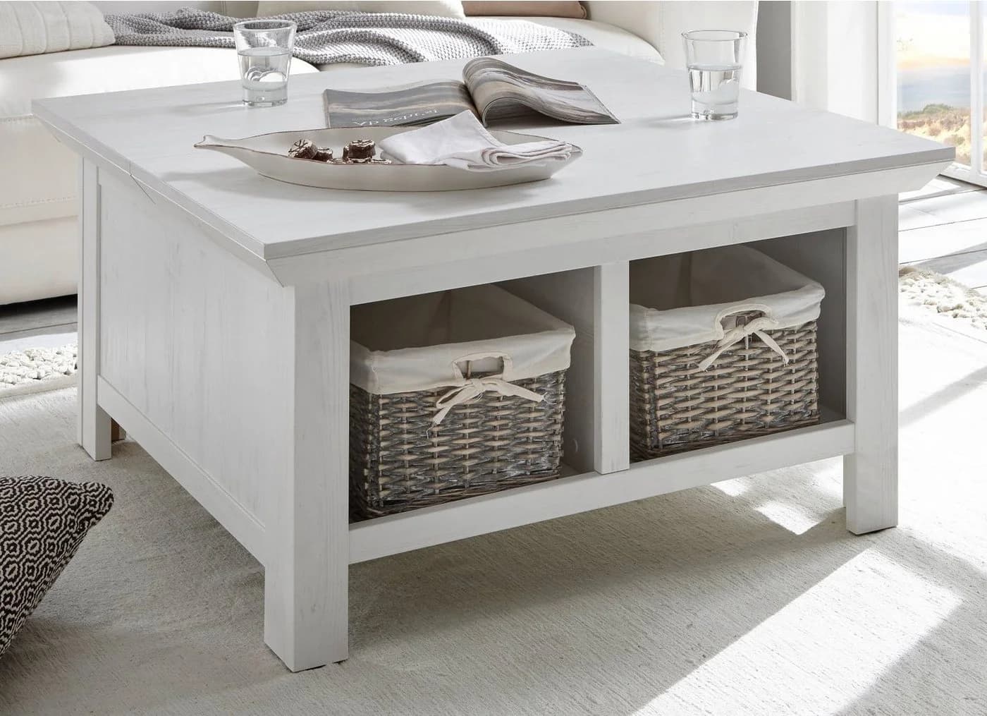 Furn.Design Couchtisch Hooge Weiß Landhausstil mit Truhenfach - Bild 5