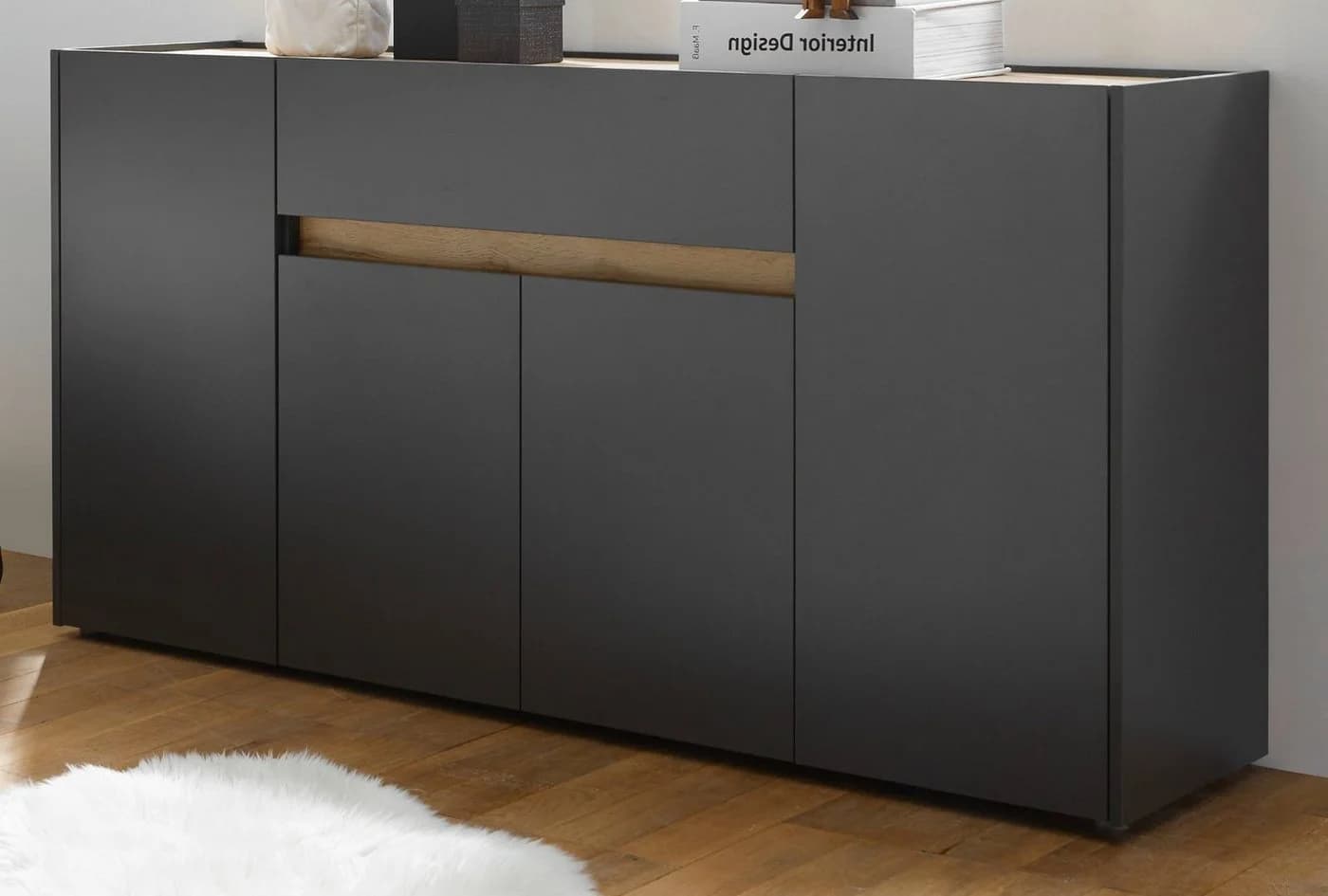 Furn.Design Sideboard Center Grau Eiche Modern 4-türig - Bild 2