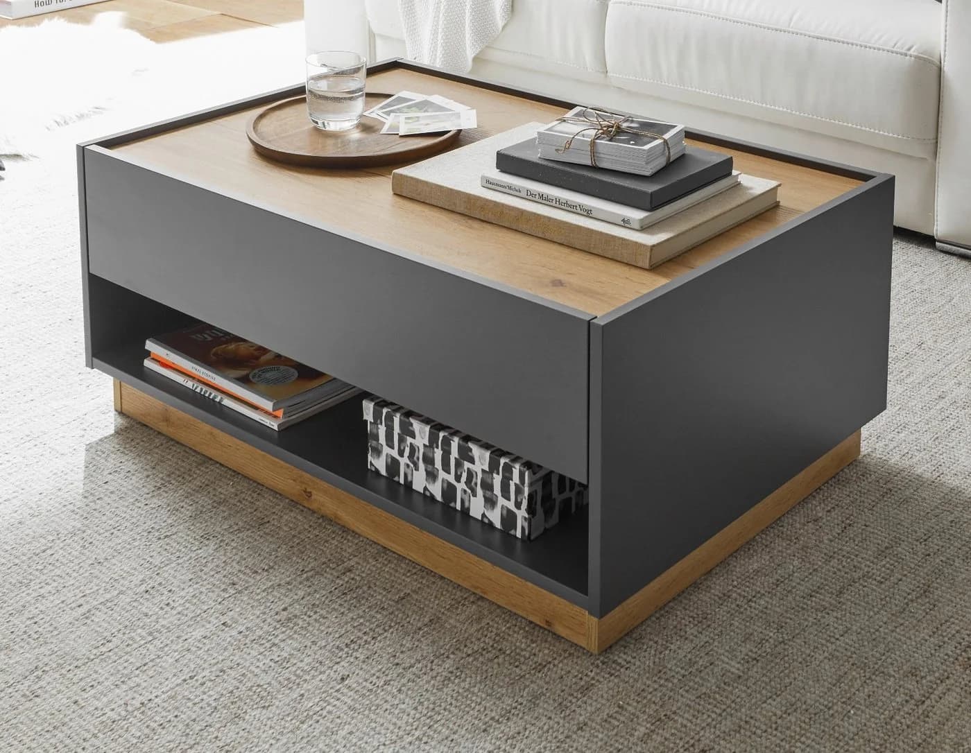 Furn.Design Couchtisch Center Grau Eiche Modern mit Stauraum - Bild 2