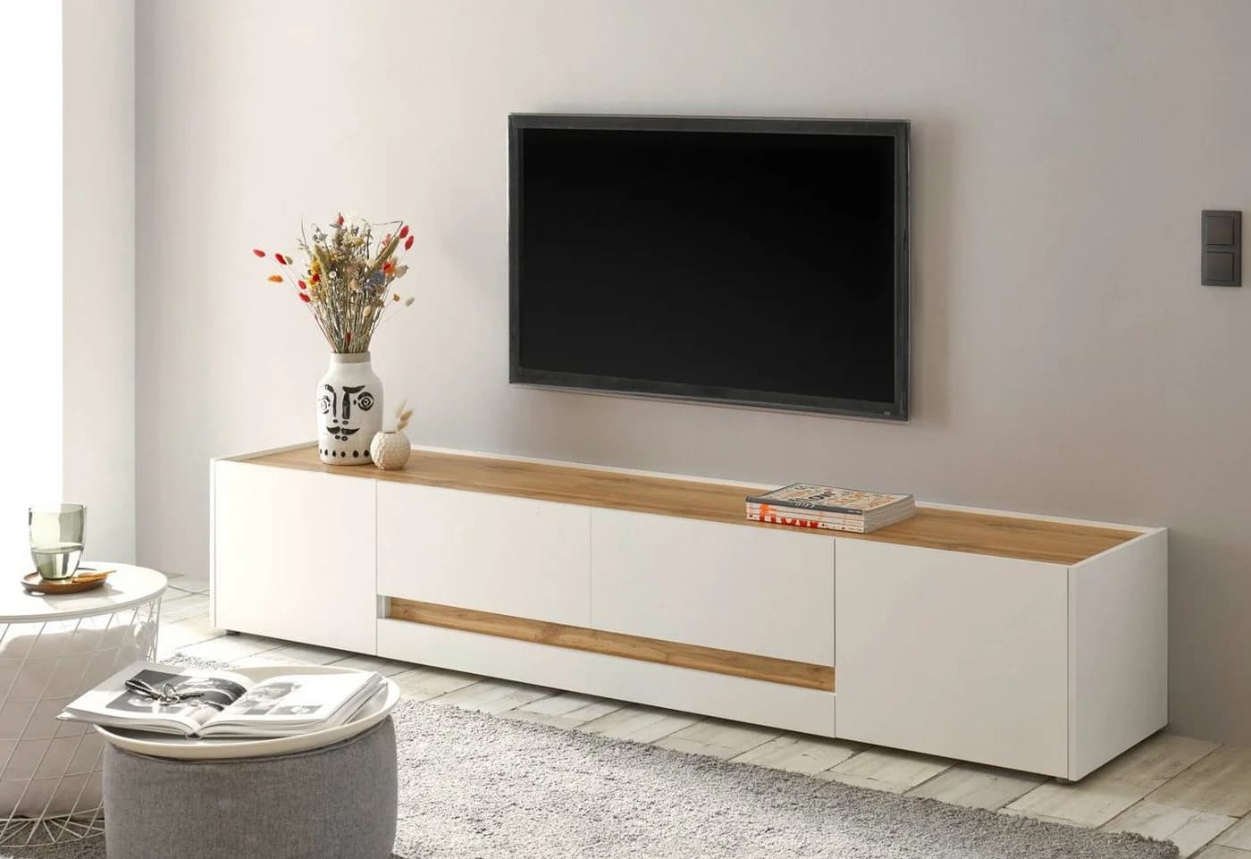 Furn.Design Lowboard Center TV Unterschrank Weiß Wotan Eiche Modern - Bild 3