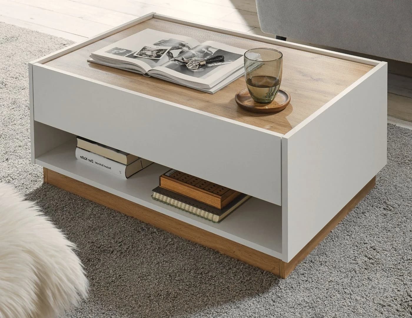 Furn.Design Couchtisch Center Weiß Wotan Eiche 90 x 60 cm - Bild 2