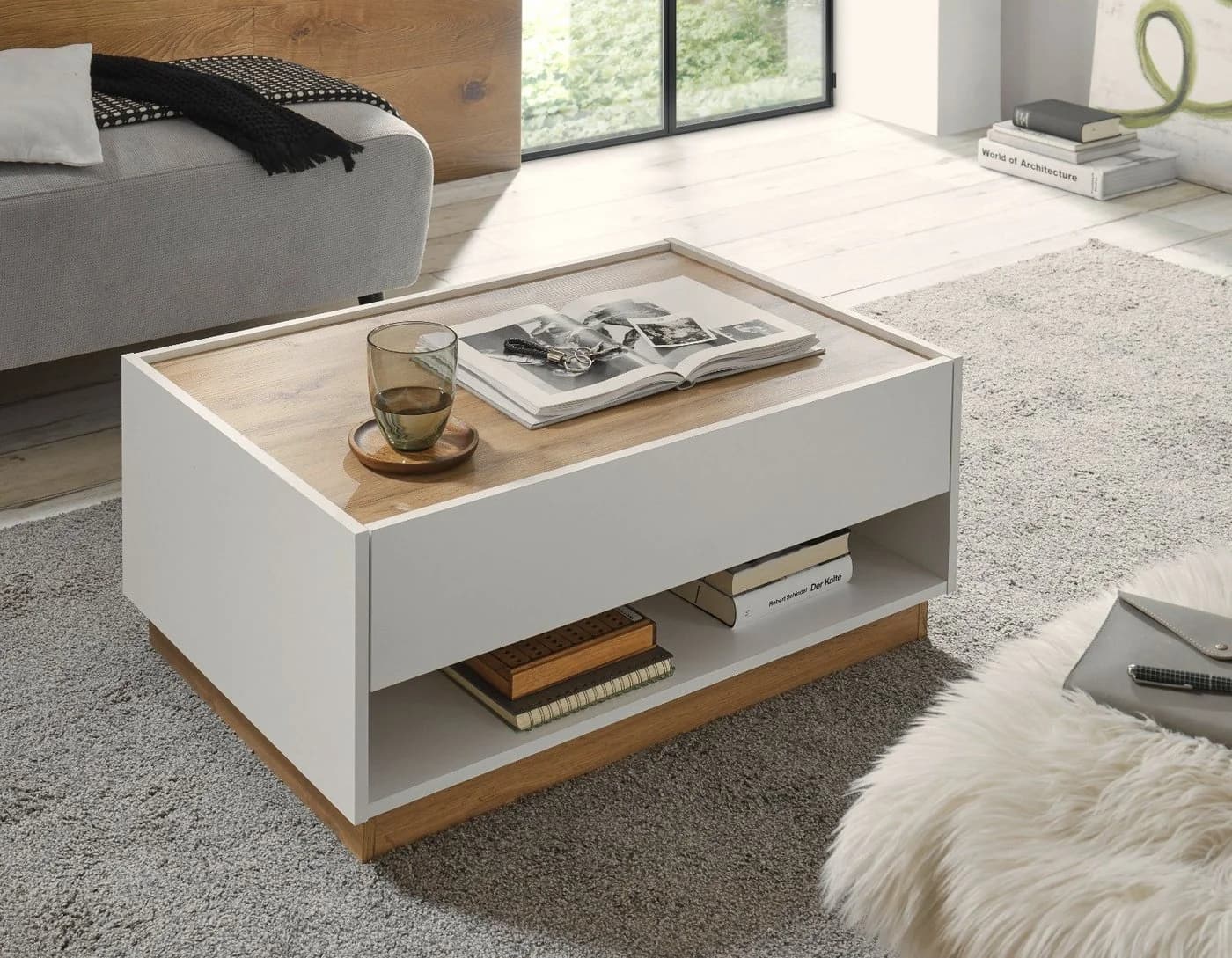 Furn.Design Couchtisch Center Weiß Wotan Eiche 90 x 60 cm - Bild 4