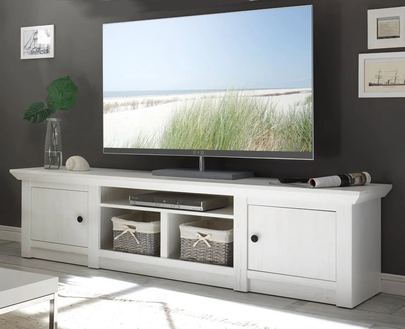 Furn.Design Lowboard Hooge TV Unterschrank Pinie Weiß Landhaus - Bild 2
