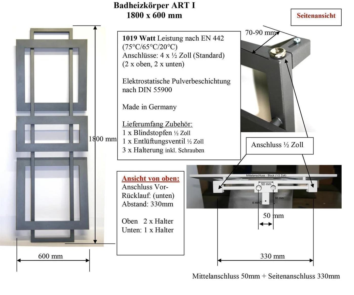 Szagato Badheizkörper Design ART I Weiß Paneelheizung - Bild 3