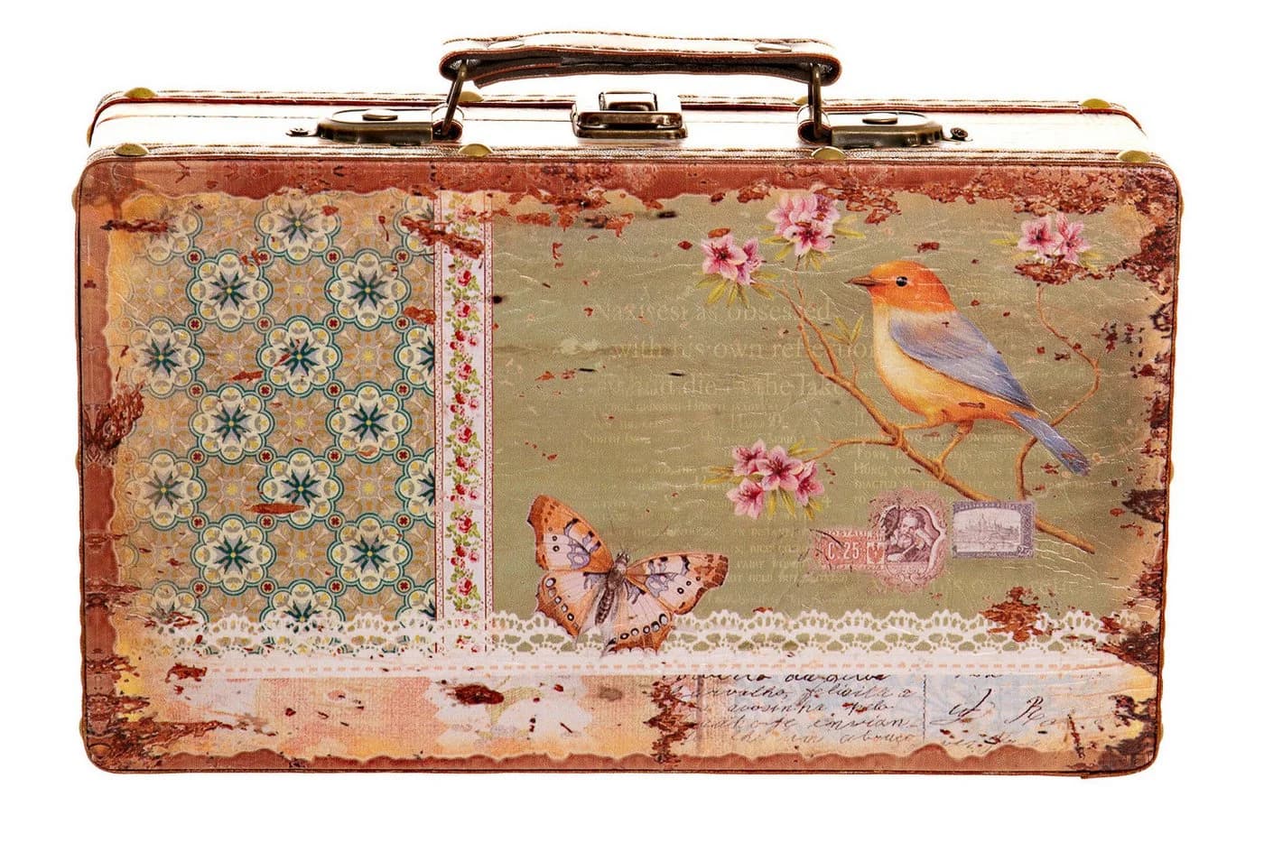 BIRENDY Dekoobjekt Truhe Kiste KD1290 Vogel Koffer Holztruhe Kunstleder