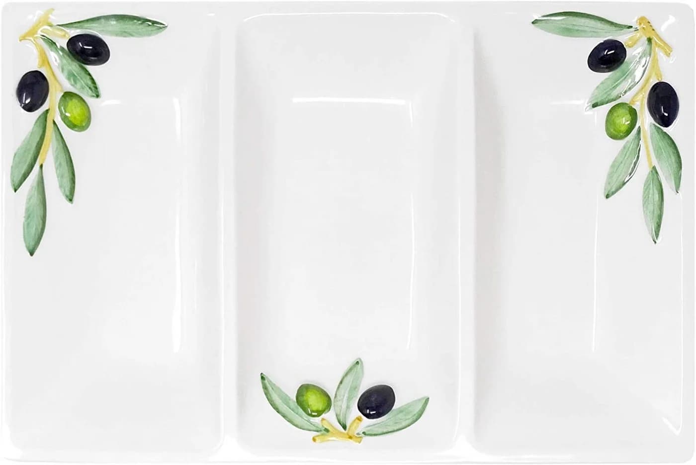 Lashuma Servierteller Olive Keramik 31x21 cm Dreigeteilt - Bild 2