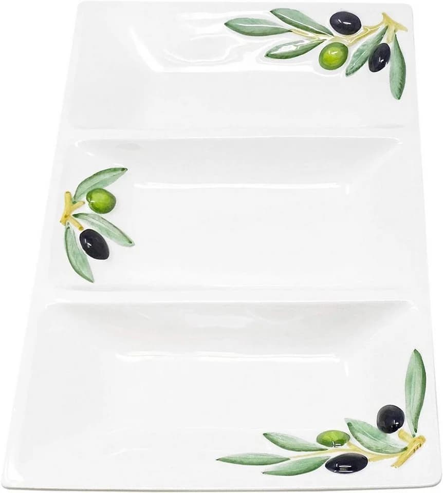 Lashuma Servierteller Olive Keramik 31x21 cm Dreigeteilt - Bild 5