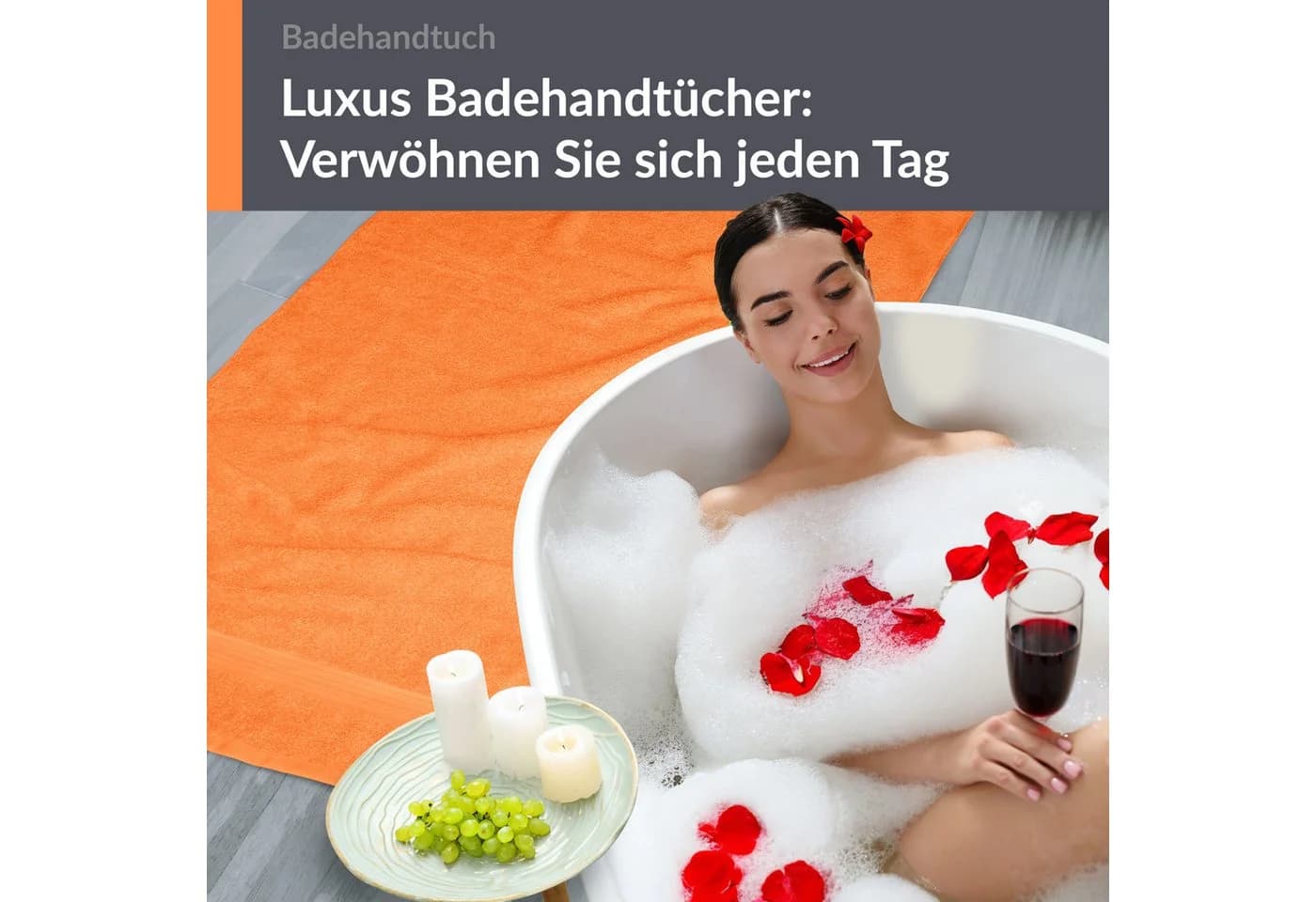Lashuma Badetuch Linz Frottee Orange 100x150 cm - Bild 3