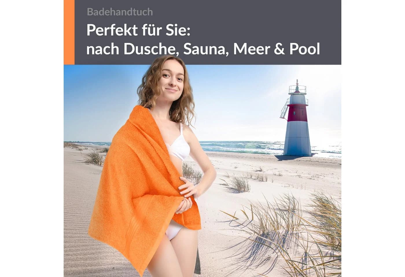 Lashuma Badetuch Linz Frottee Orange 100x150 cm - Bild 4