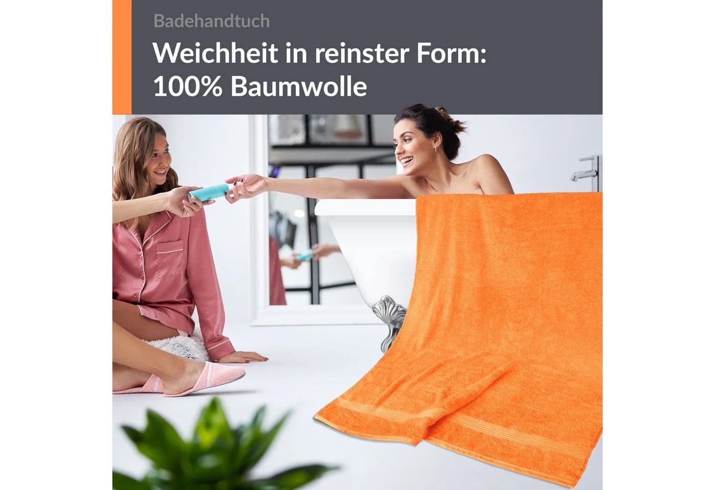 Lashuma Badetuch Linz Frottee Orange 100x150 cm - Bild 5