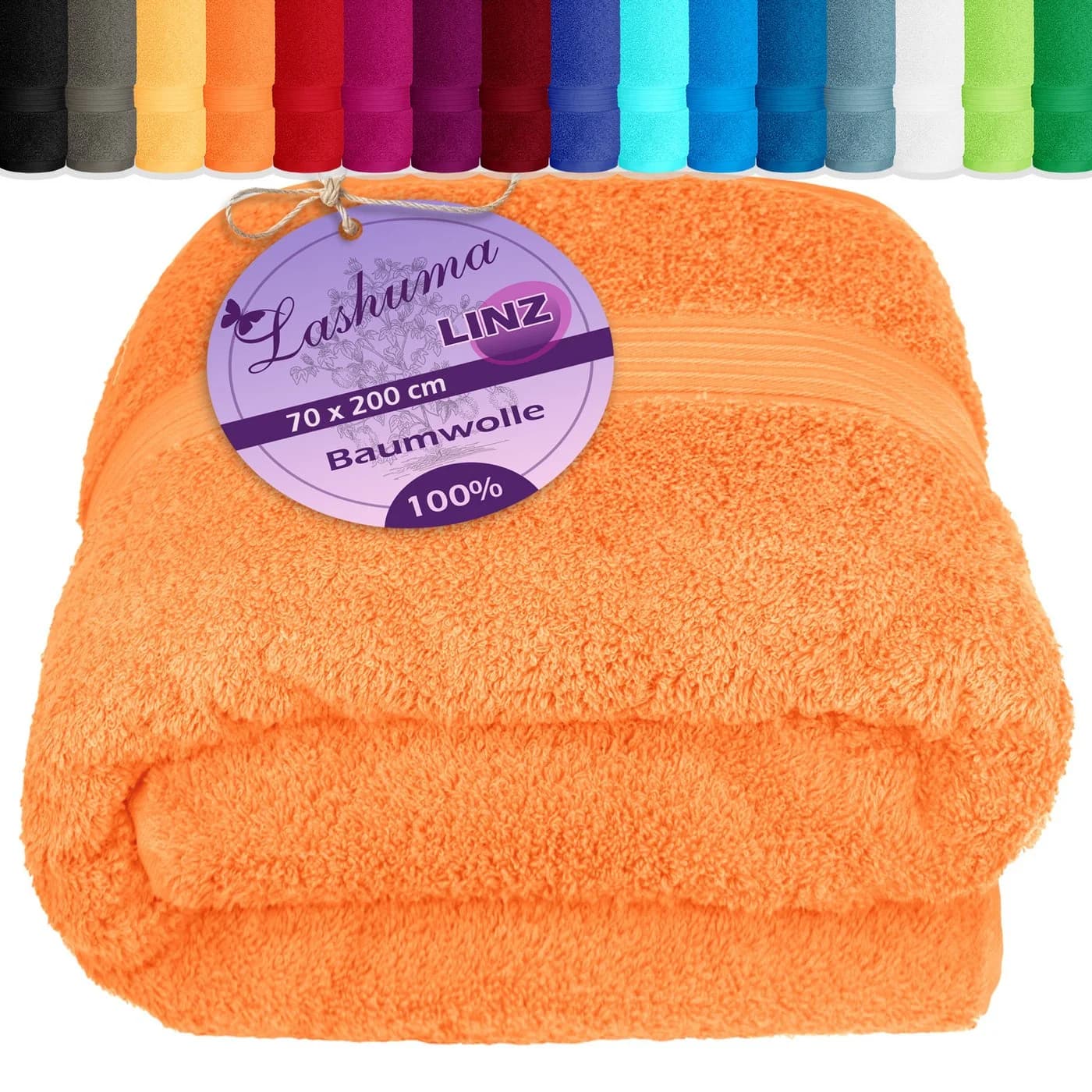 Lashuma Saunatuch XXL Frottee 100x200 cm Orange - Bild 2
