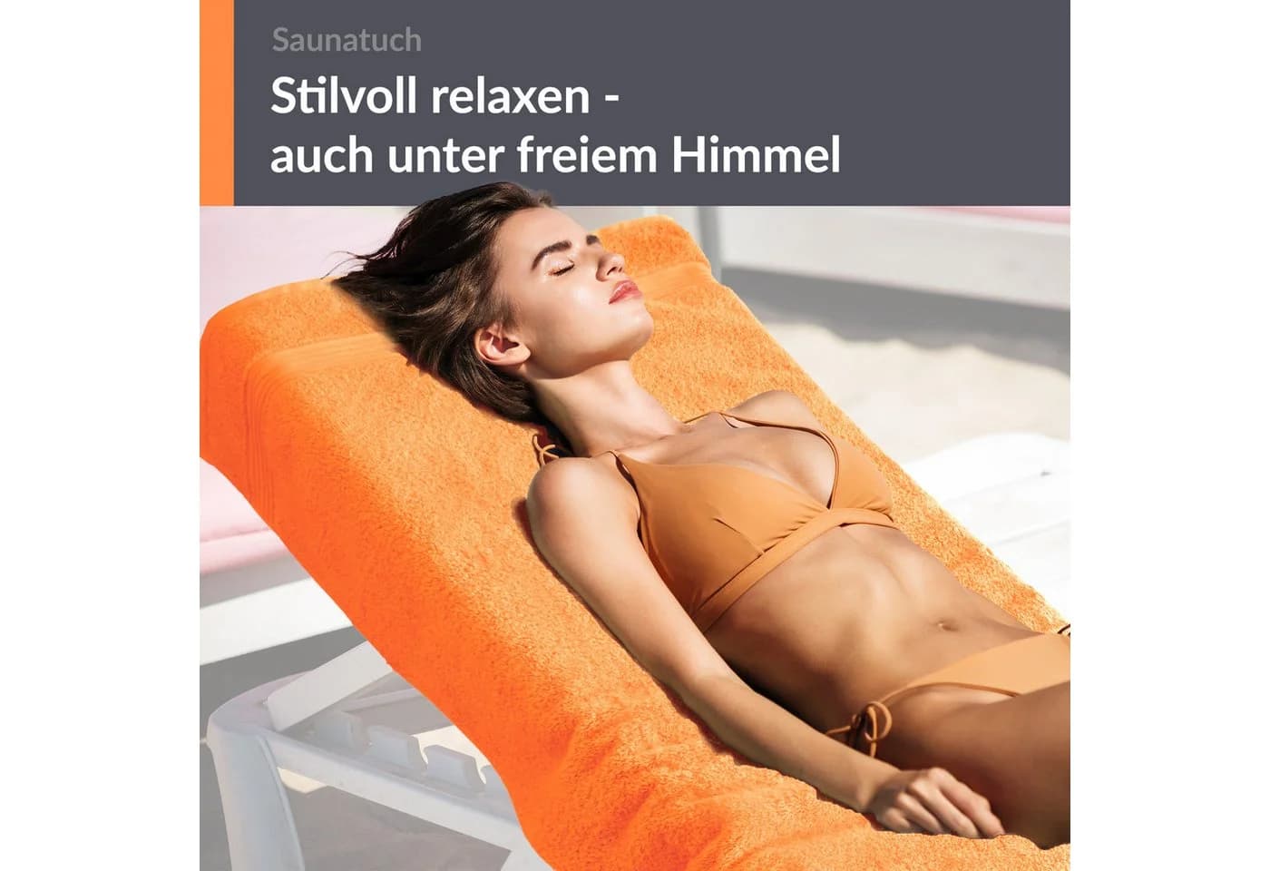 Lashuma Saunatuch XXL Frottee 100x200 cm Orange - Bild 5