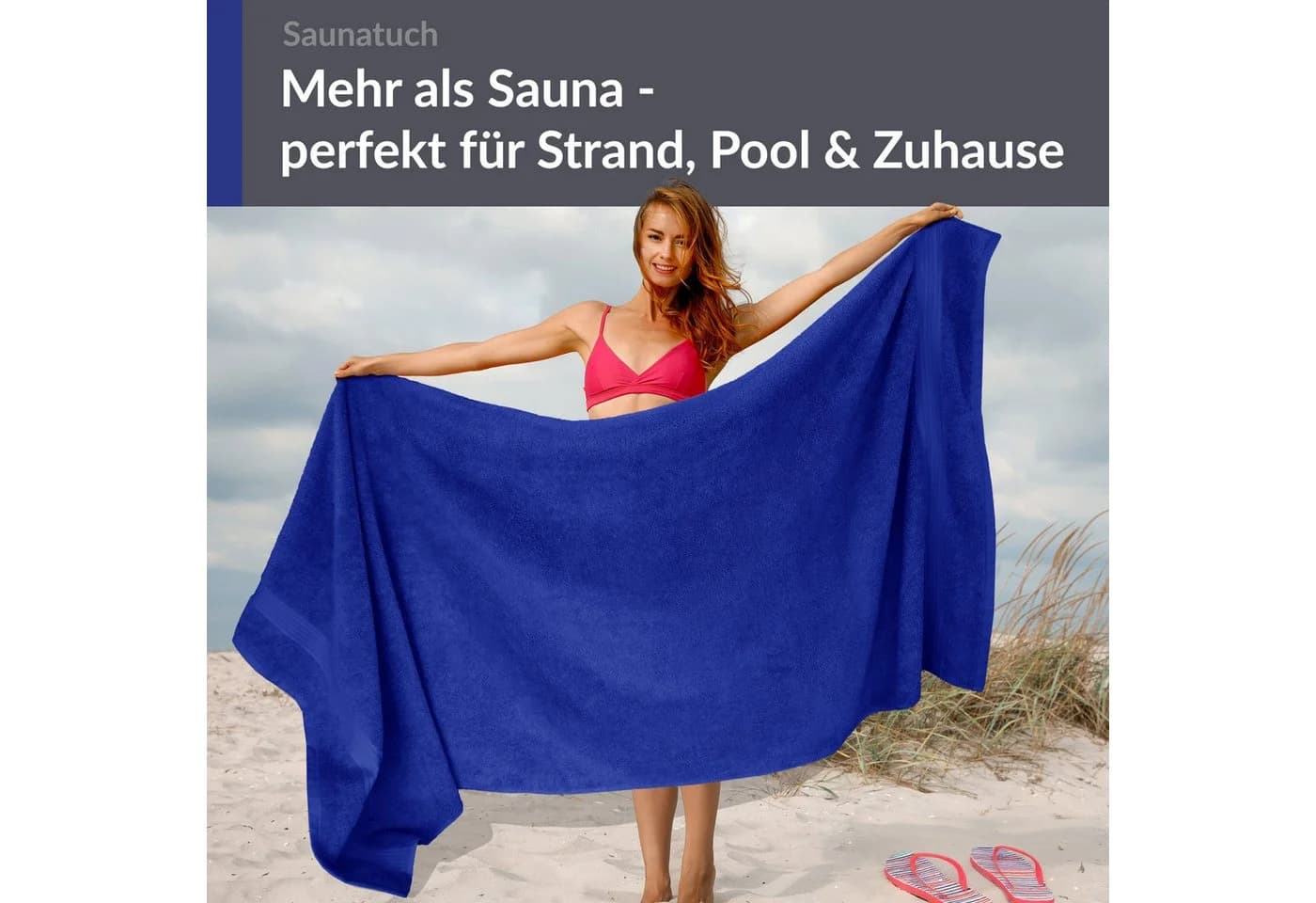 Lashuma Saunatuch XXL Frottee 100x200 cm Blau - Bild 3