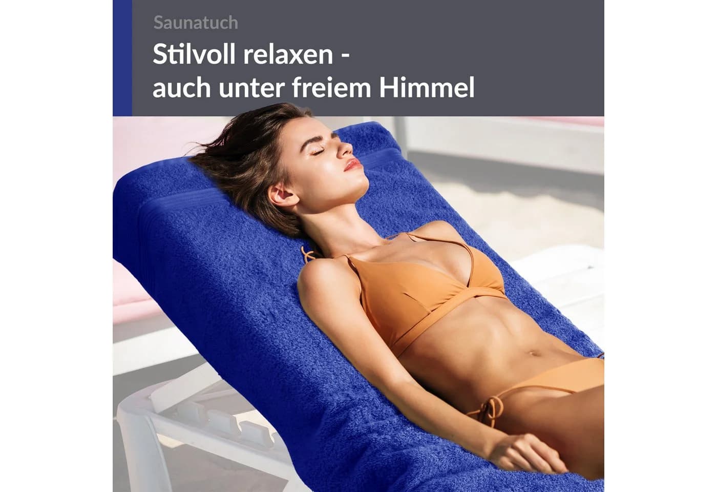 Lashuma Saunatuch XXL Frottee 100x200 cm Blau - Bild 5